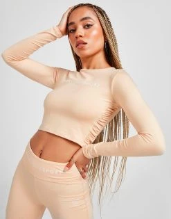 Pink Soda Sport Ruched Long Sleeve Crop Top
