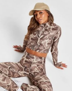 Pink Soda Sport Swirl Crop 1/4 Zip Top