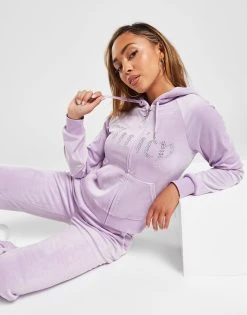 JUICY COUTURE Diamante Velour Full Zip Hættetrøje Dame