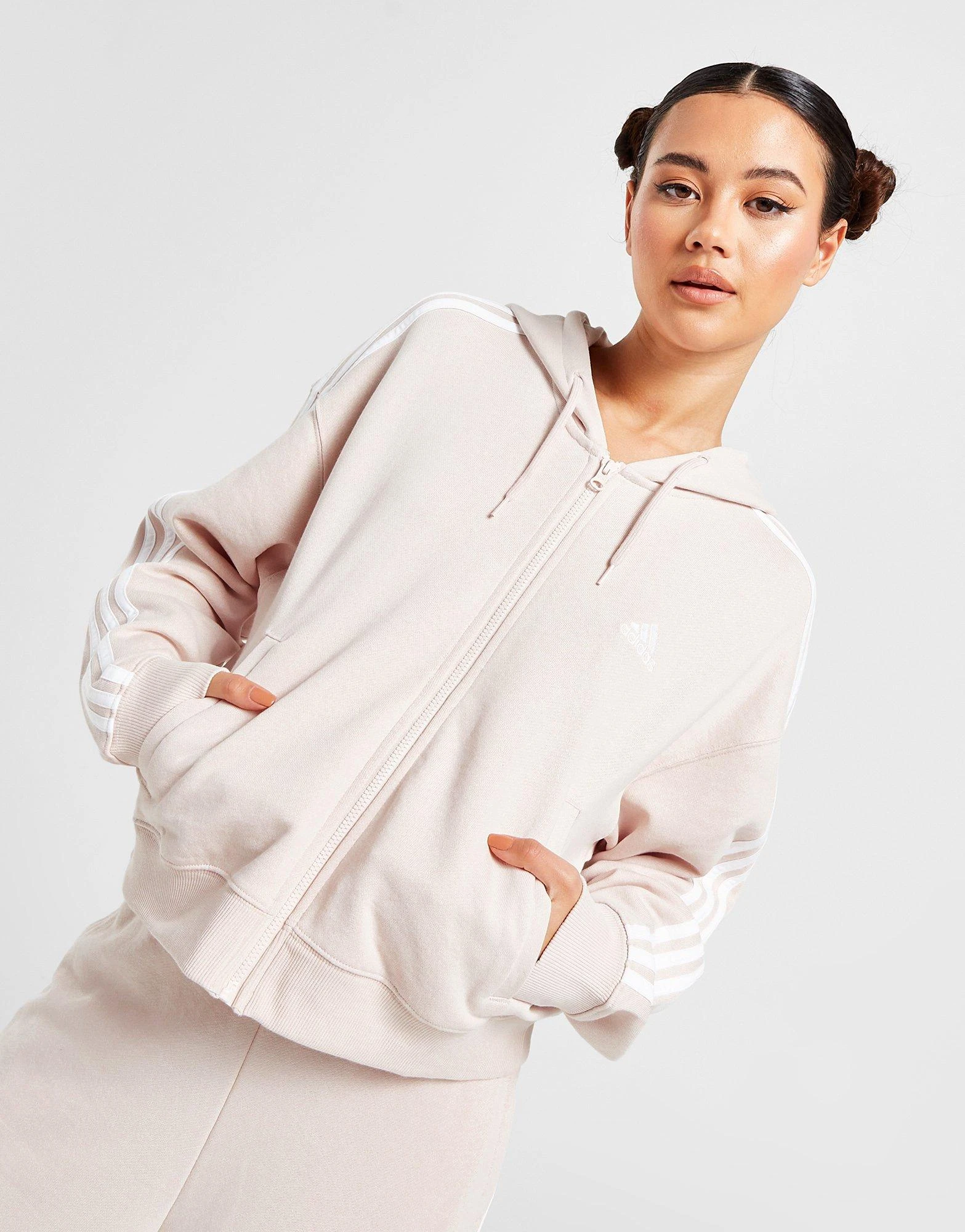 Adidas Badge Of Sport 3-Stripes Full Zip Hoodie Dame - Billede 2