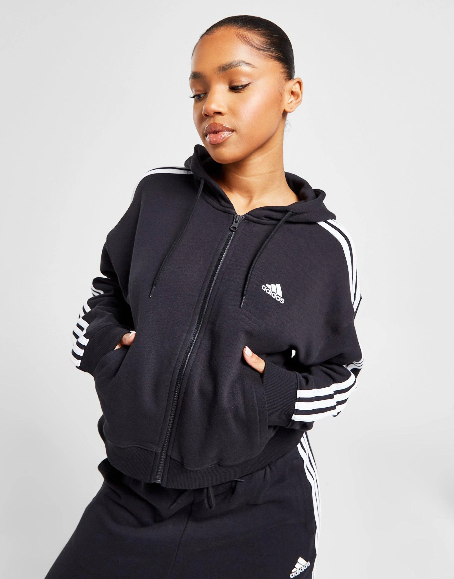 Adidas Badge Of Sport 3-Stripes Full Zip Hoodie Dame - Billede 2